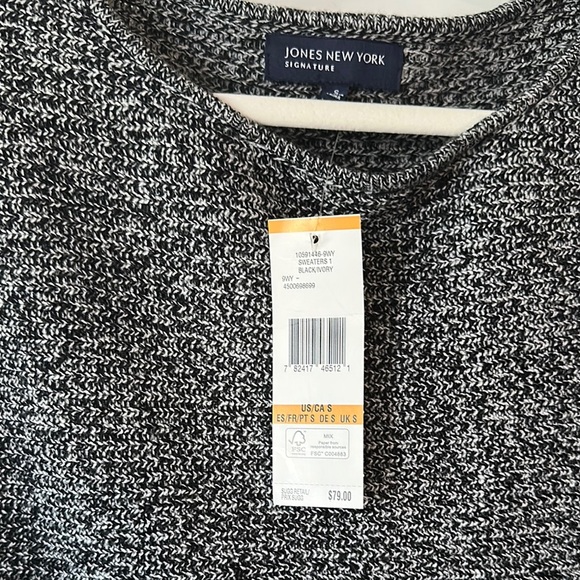 JONES NEW YORK | Women's Black 3/4 Sleeve High Low Sweater - Picture 9 of 13